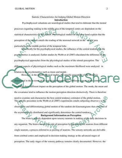 Statistics Characteristics for Judging Global Motion Direction