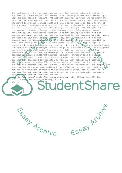 The Reasons Behind the Business Success of Southwest Airlines