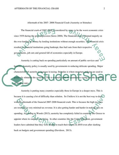 Aftermath of the 2008 Financial Crash