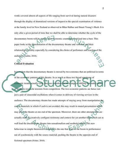 Verbatim and Documentary Theatre