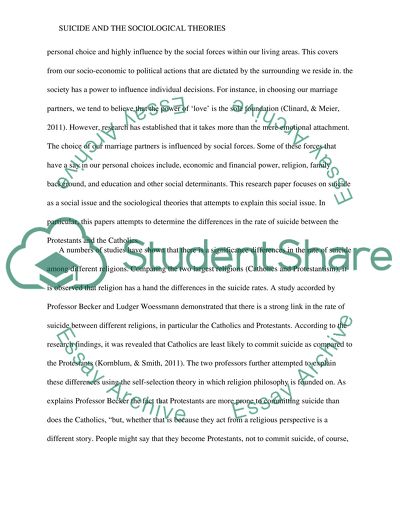 Suicide and the Sociological Theories