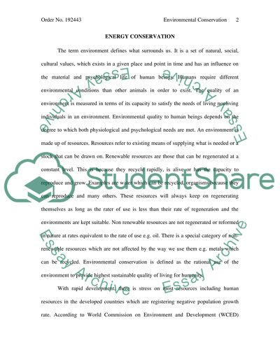 Environmental and Energy Conservation