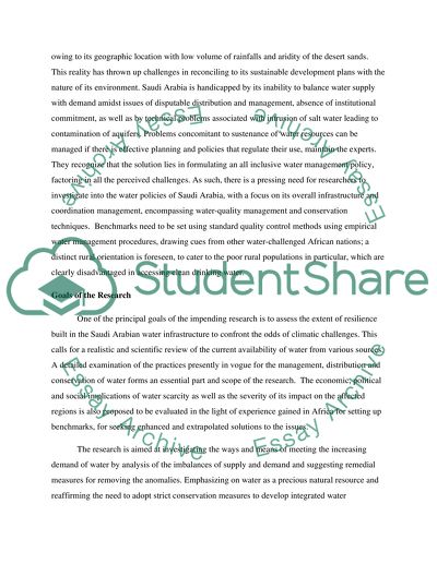 Engineering reasearch skills: A Managerial Plan as a Solution to the Chronic Water Shortage