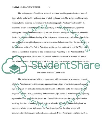 Native American Culture and Health Care Beliefs