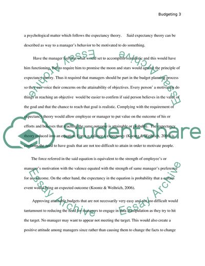 Why Budgetary Performance Should Be Reasonably Attainable but Not Too Easy to Meet