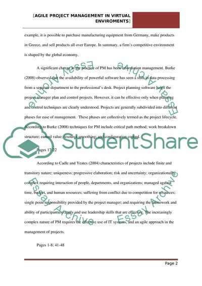 Agile Project Management in Virtual Environments