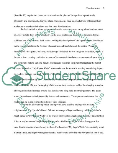 Enlightenment in Pounds in a Station of the Metro and Roethkes My Papas Waltz