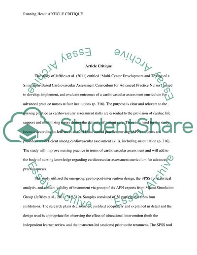 Critical Evaluation of the Study of Jeffries