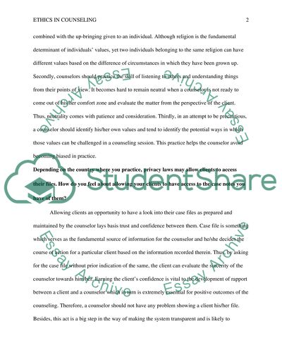 ethics in counselling essay