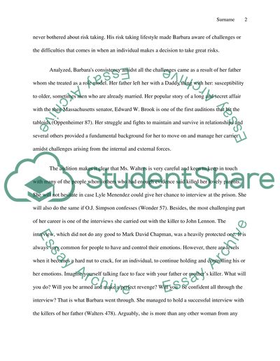 Speech Presentation on Research Paper on Audition Memoir by Barbara Walters