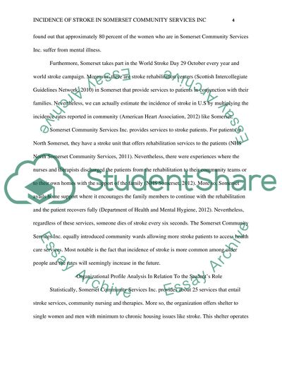 Incidence of Stroke in Somerset Community Services Inc