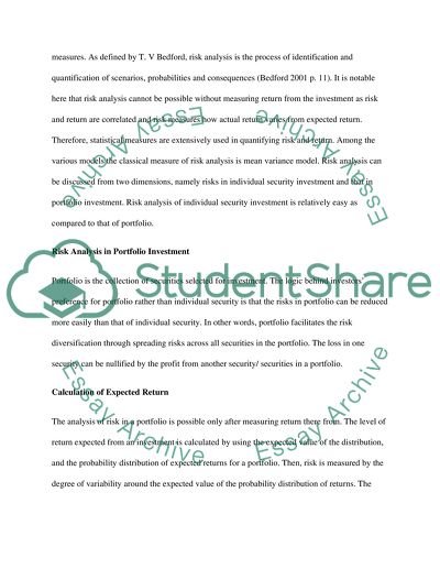 Quantitative Risk Analysis in Investment