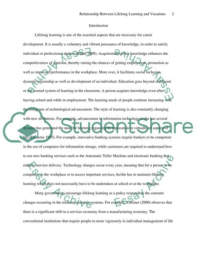 The Relationship between Lifelong Learning and Vocations