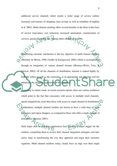 The Role of Multi-Channel Retailing within the Service Industry - Banking Financial Services Industry