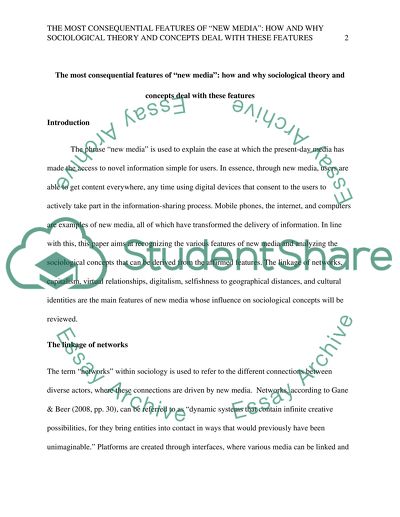 How and Why Sociological Theory and Concepts Deal With the Features of New Media