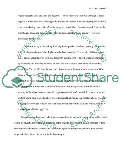 Applying the Inclusive Education Sstrategy