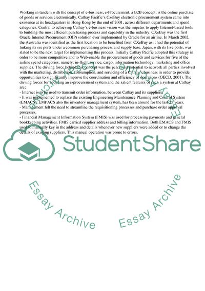 Cathay Pacifics Attempts to Cut in E-Procurement