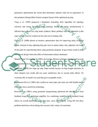 Analog Circuit Computer Aided Design (CAD)