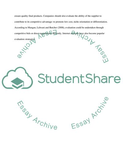 Sourcing Material and Services