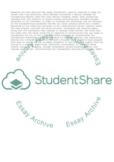 Management of Air Cargo