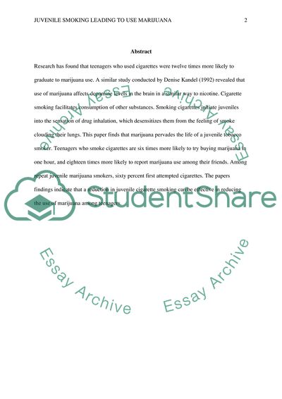 Juvenile Smoking Leading to Use of Marijuana - Research Methods for Criminal Justice