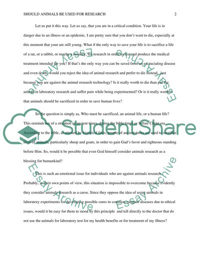 Should Animals Be Used for Research