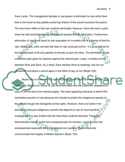 Response paper on a novel