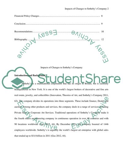 Impacts of Changes to Sothebys Company