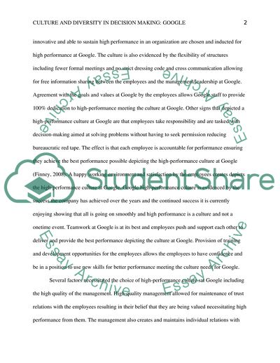 Culture and Diversity in Decision Making: Google