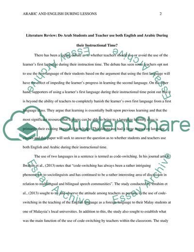 Do Arab Students and Teachers Use English and Arabic during Instruction