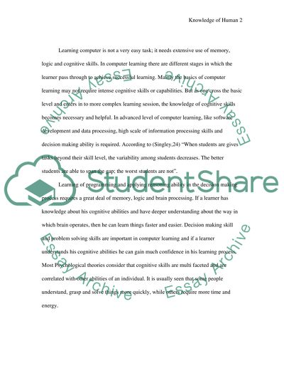 Knowledge of Human Cognitive Abilities and How it Can Help People to Learn Computer Systems