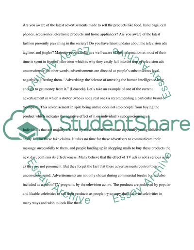 Advertising/Consumption