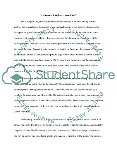 Understandings of Andersons (2007) Imagined Communities