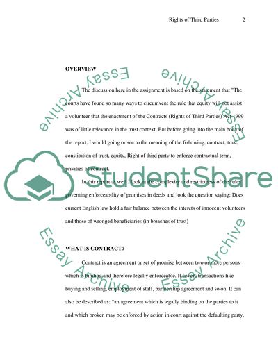 Rights of Third Parties: Constitution of Trusts