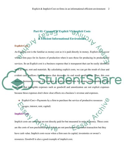 Explicit and Implicit Cost on Firms in an Informational Efficient Environment