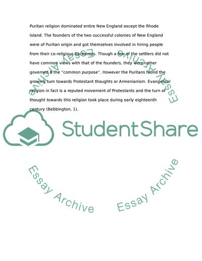 The Nature of Evangelical Religion in New England in the 17th Century