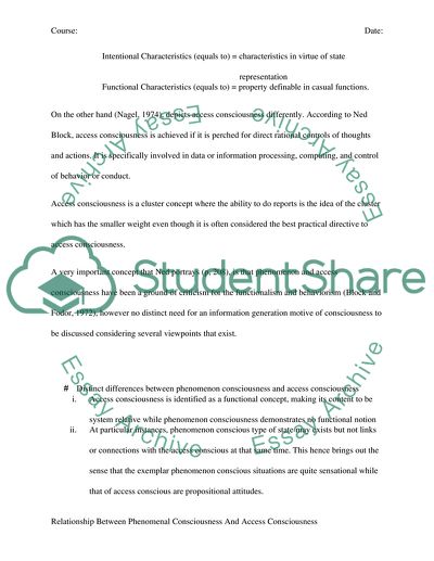 The Relationship Between Phenomenal Consciousness And Access Consciousness