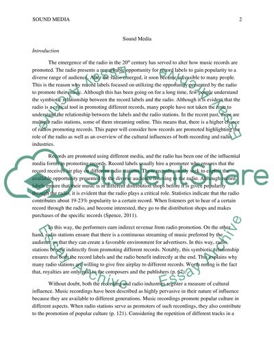 Radio as a Medium in the Promotion of Different Recordings