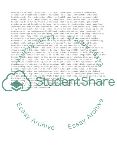 Healthcare Reforms: Solutions to Illegal Immigrants Influence Healthcare