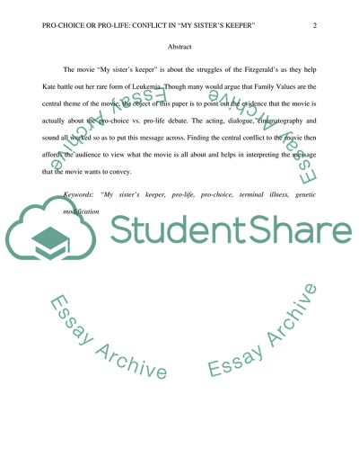 The Essential Conflict in the film My Sisters Keeper