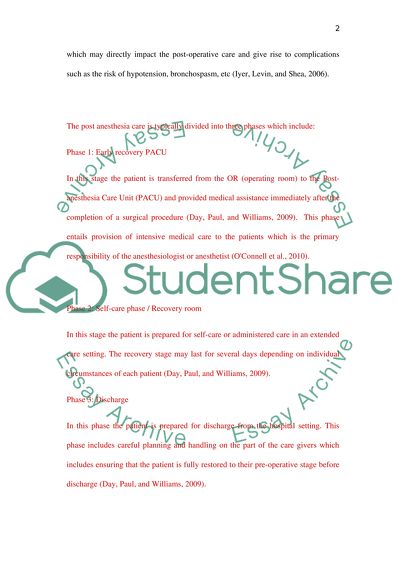 Healthcare System: Nursing Contribution to Patient Recovery from Anesthesia