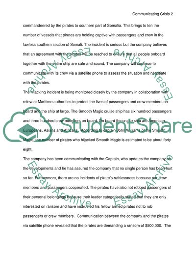 CRISIS COMMUNICATION ASSIGNMENT