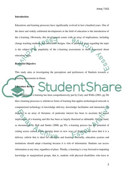 The Perceptions and Preferences of Students towards e-learning assessments in Oman