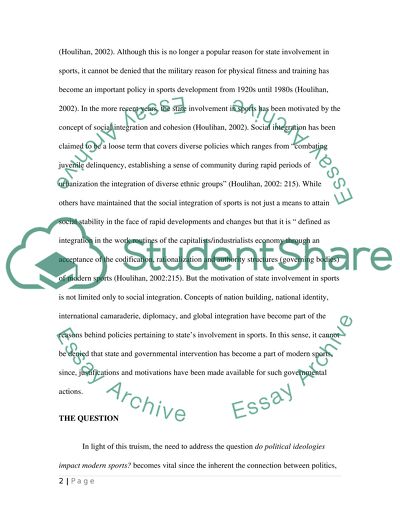 Interventions of the UK Government in Sports Policy