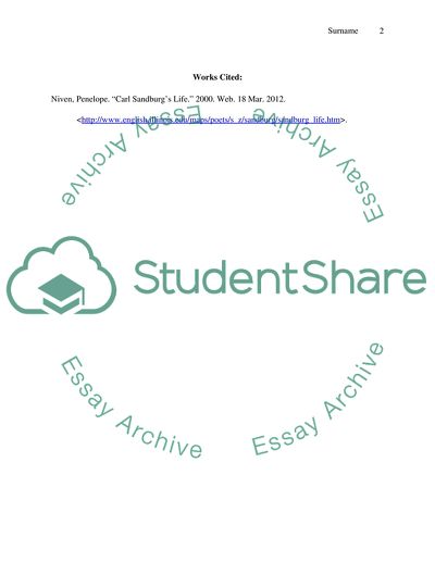 Why I Chose Carl Sandburg as my poet