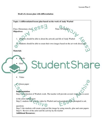 Lesson Plan in Differentiation