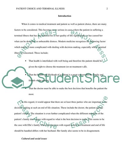 Terminal Illness and Patient Choice