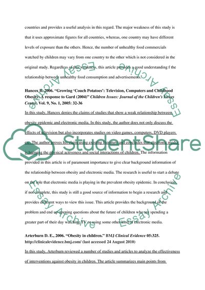 Childhood Obesity - Contemporary Issues