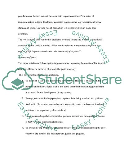 How to Improve Quality of Life in Poor Countries Over the Next 25 Years