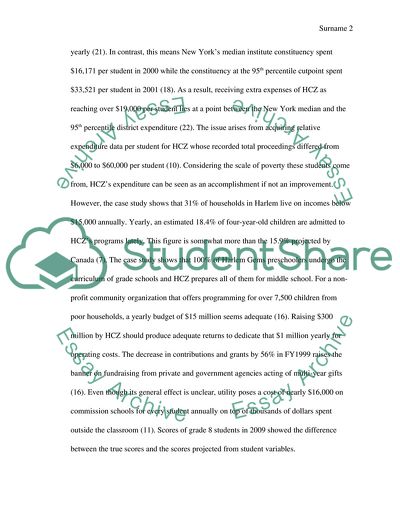 Finance Issues of Harlem Childrens Zone